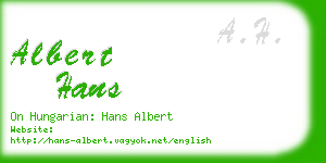 albert hans business card